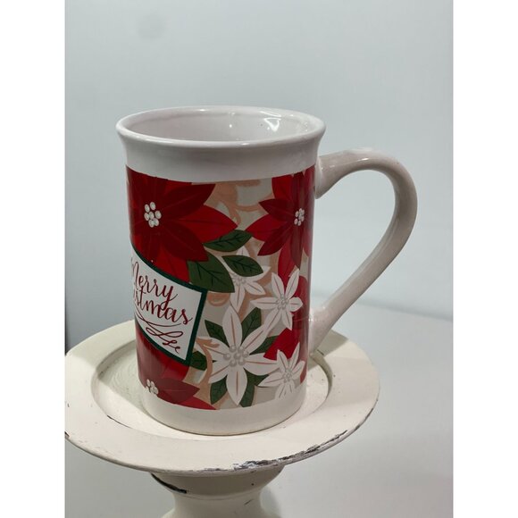 Royal Norfolk Merry Christmas Poinsettia Ceramic Mug - Picture 3 of 7